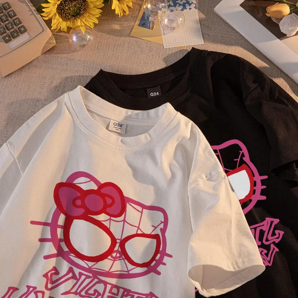Hello Kitty Spider hommes femmes T-shirt marque de luxe à manches courtes T-shirt vêtements enfant T-shirt garçon haut pour fille grande taille impression mode