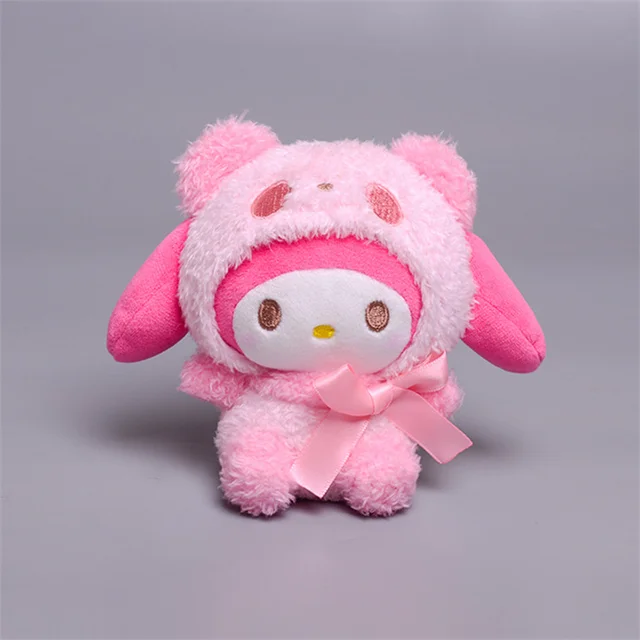 12 cm Sanrio dessin animé en peluche Kawali Kuromi Hello Kitty ma mélodie cannelle doux peluche poupée pendentif jouets fille enfants cadeau de noël – Image 2