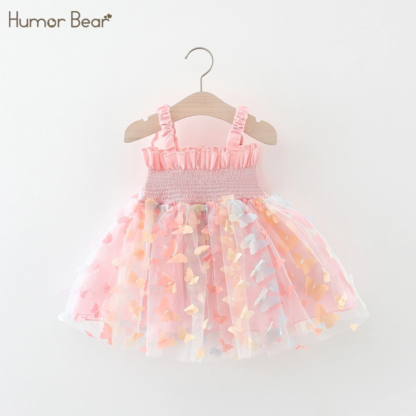 Humor Bear-Robe de Soirée Rose en Fibre de Tulle pour Fille, Tenue Bouffante de Princesse avec Ailes de Papillon, Vêtement pour Enfant de 0 à 24 Mois