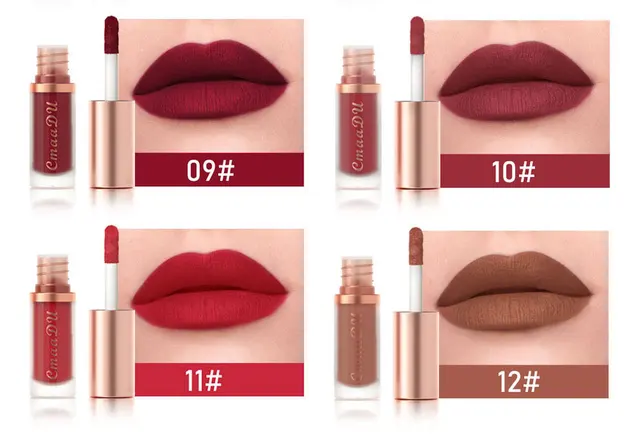CmaaDu 12 couleurs longue durée lèvres sens couleur maquillage rouge à lèvres imperméable mat velours brillant à lèvres – Image 3
