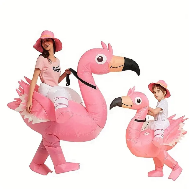 Adult and Child Inflatable Flamingo Costumes, Riding on Fun Adult Halloween Party Costumes of Flamingos