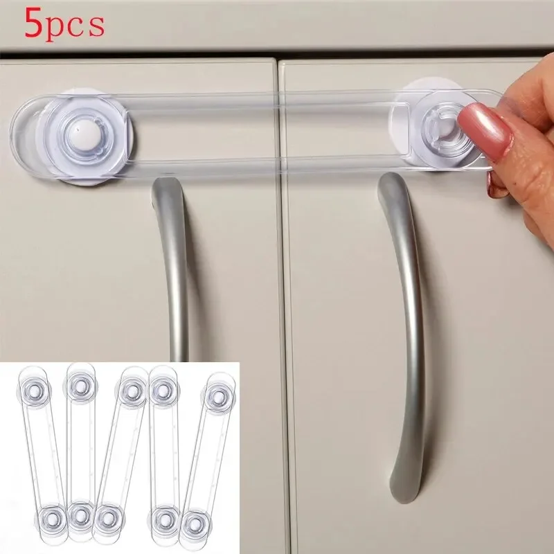 Serrure de sécurité pour enfants, 5 pièces, transparente, Anti-ouverture, sangle souple, serrure de sécurité multifonctionnelle pour tiroir de bébé, serrure de réfrigérateur