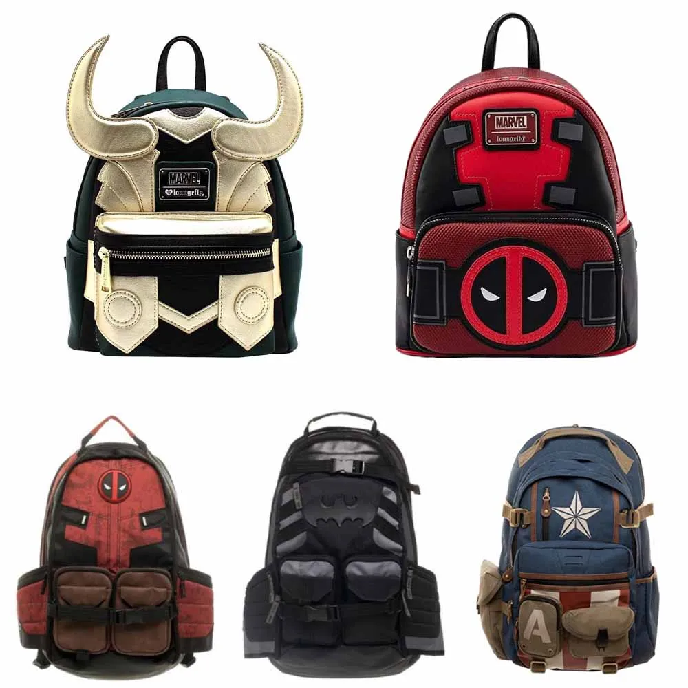 Marvel Avengers Deadpool Captains America sac à dos Anime dessin animé sacs à dos loisirs de plein air voyage haute capacité sac à dos cadeaux