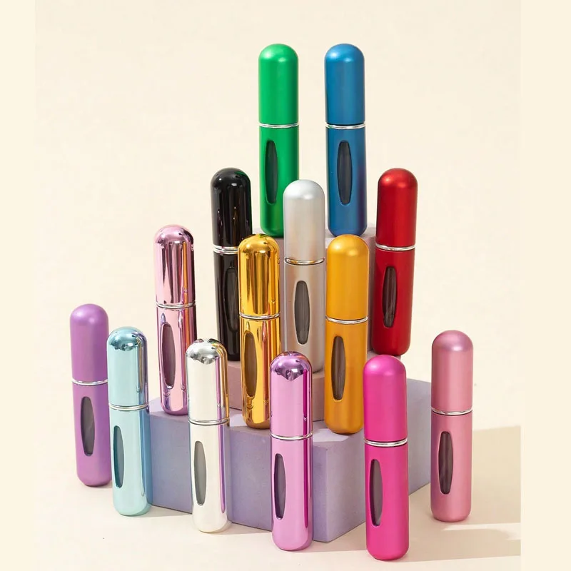 Bouteille de parfum rechargeable Portable de voyage, 5ml, récipient liquide pour cosmétiques, vaporisateur, distributeur, tête de presse