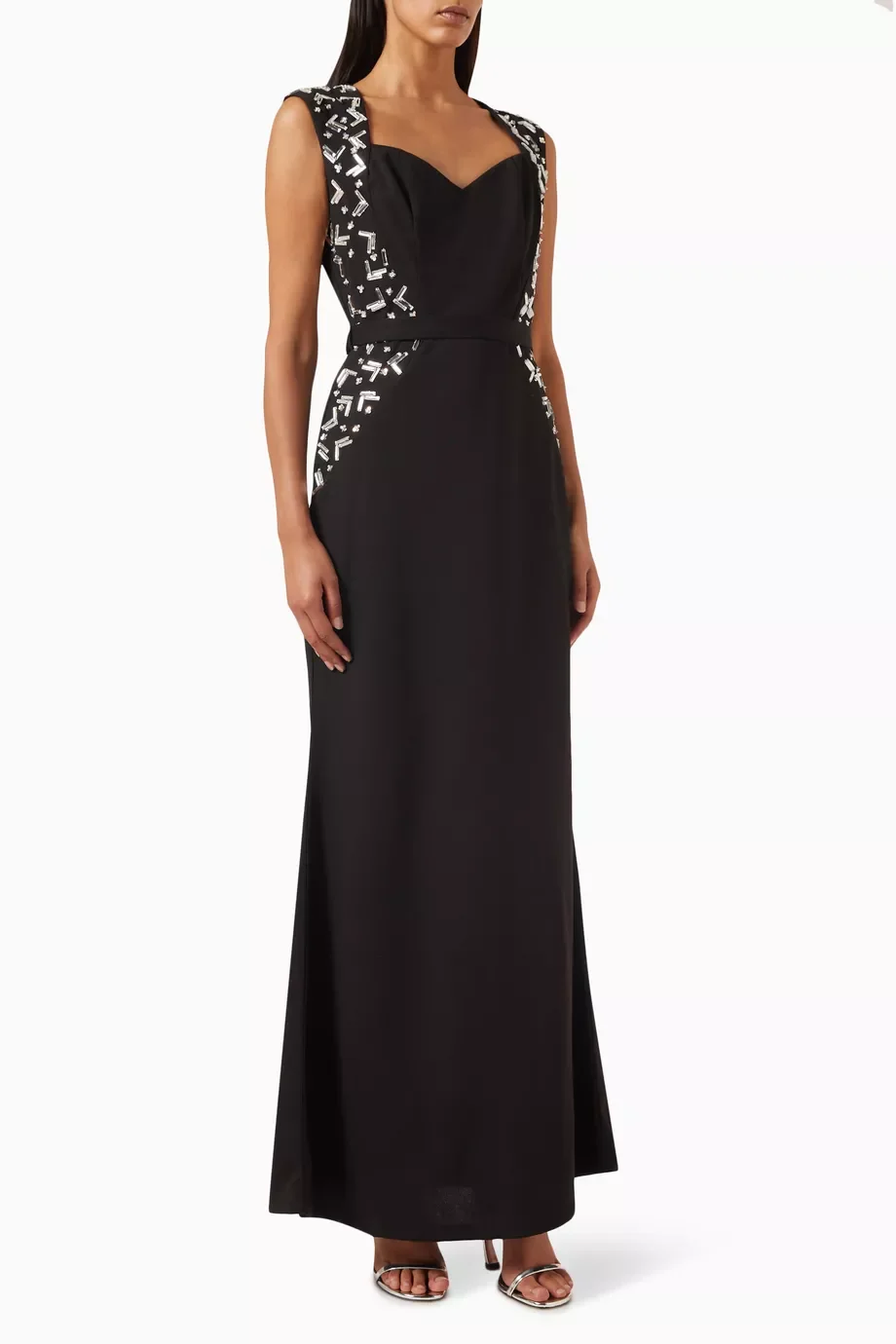 Robe de soirée en forme de sirène ornée de cristaux, robe de Rhcouvertes, ourlet fendu en fibre, paillettes