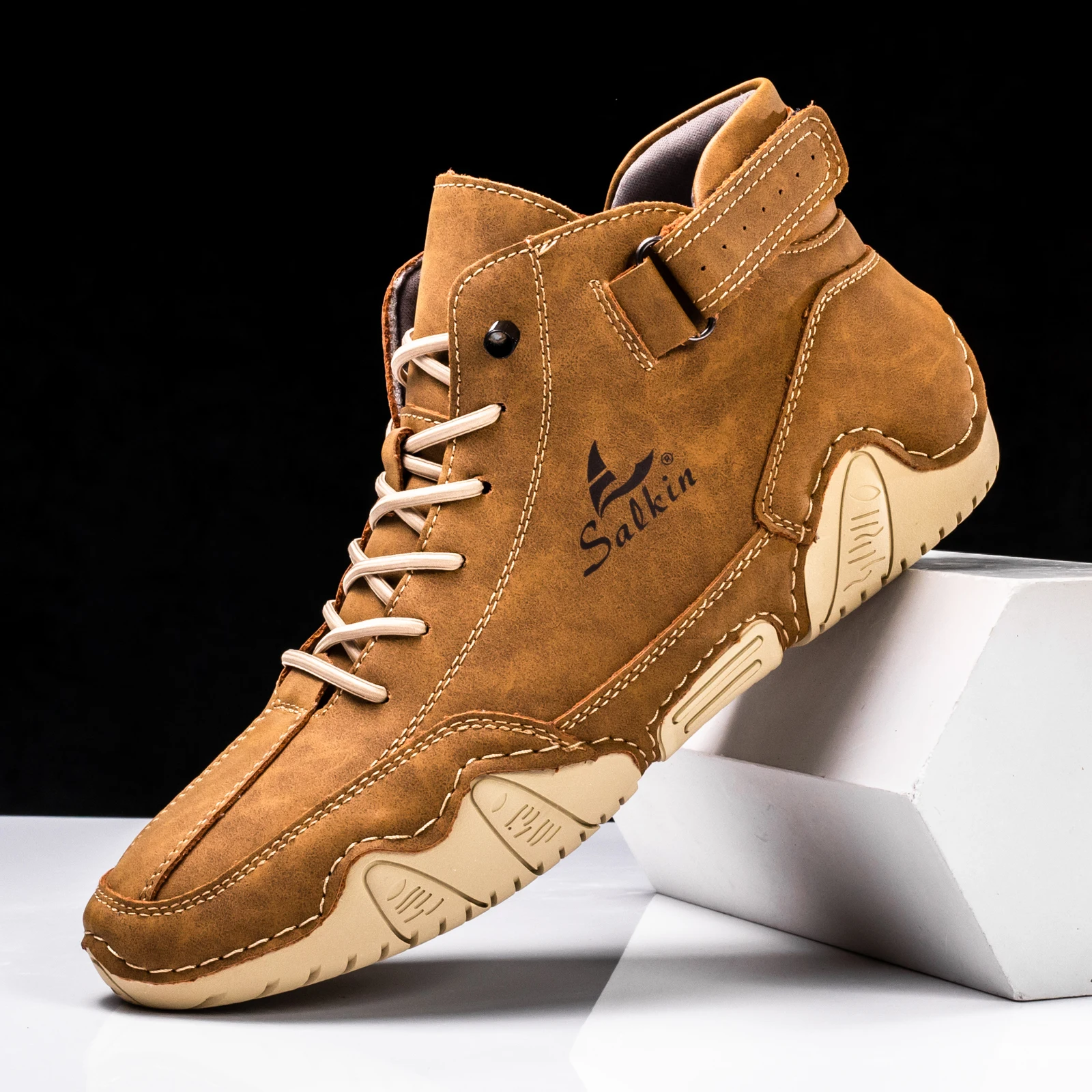 Bottines en cuir pour hommes, baskets Design faites à la main, décontractées, pour l'extérieur, respirantes, nouvelle collection automne 20224, offre spéciale