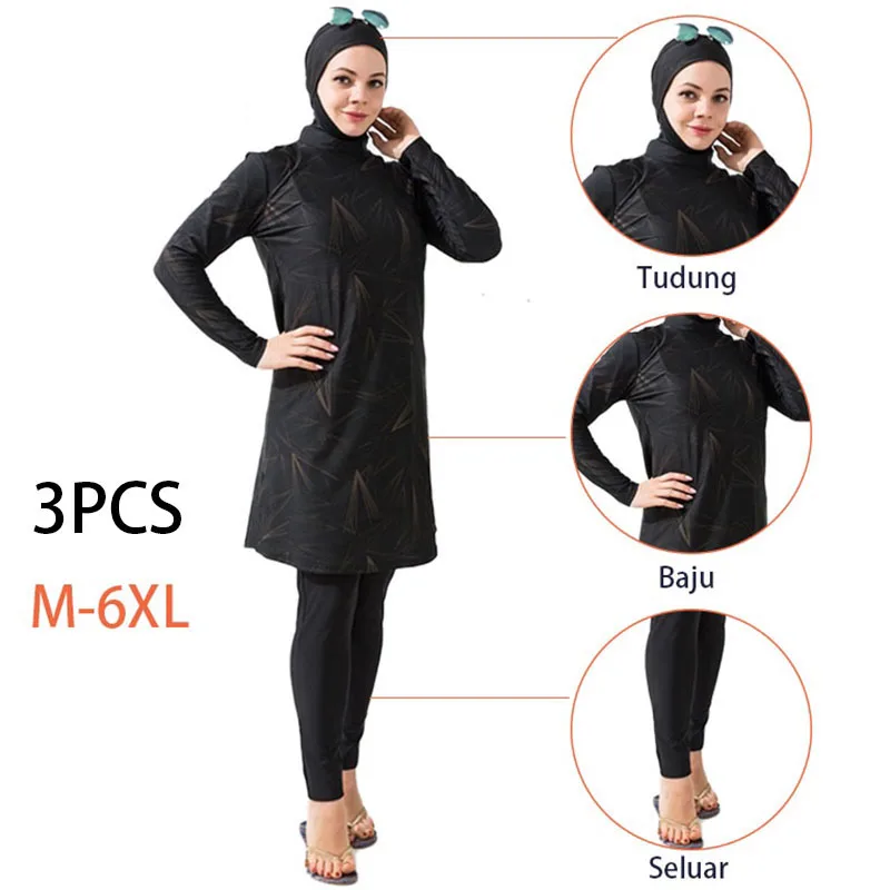 burkini maillots de bains musulmans maillot bain femme hijab femme musulman Maillots de bain pour femmes musulmanes, manches longues, imprimé, modeste, burkini, 3 pièces