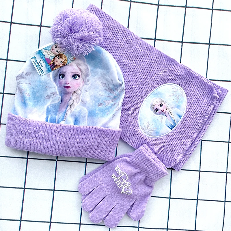 Chapeau pour enfants nouveau automne hiver ELSA dessin animé chapeau écharpe gants enfants enfant en bas âge fille chapeau et écharpe ensemble