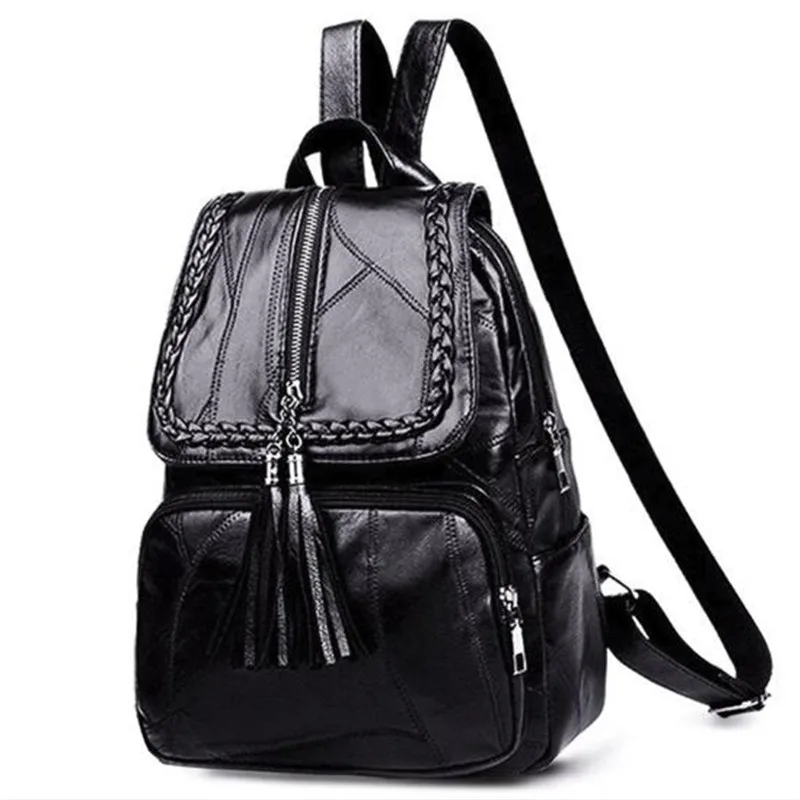Sac à dos en cuir PU pour femmes, sac d'école classique noir étanche, sac à bandoulière multifonction de voyage, 2024