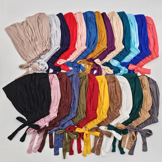 Turban musulman modal doux pour femme, casquettes Hijab intérieures, bonnet sous-écharpe islamique, chapeaux indiens, enveloppement de sauna féminin, nouveau – Image 5