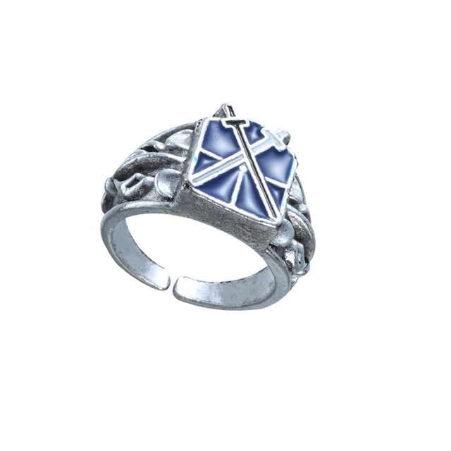 Bague en émail pour femmes et hommes, Anime attaque sur Titan, ailes de la liberté, drapeau épée Rose, bagues en métal pour Fans, bijoux de fête Cosplay – Image 4