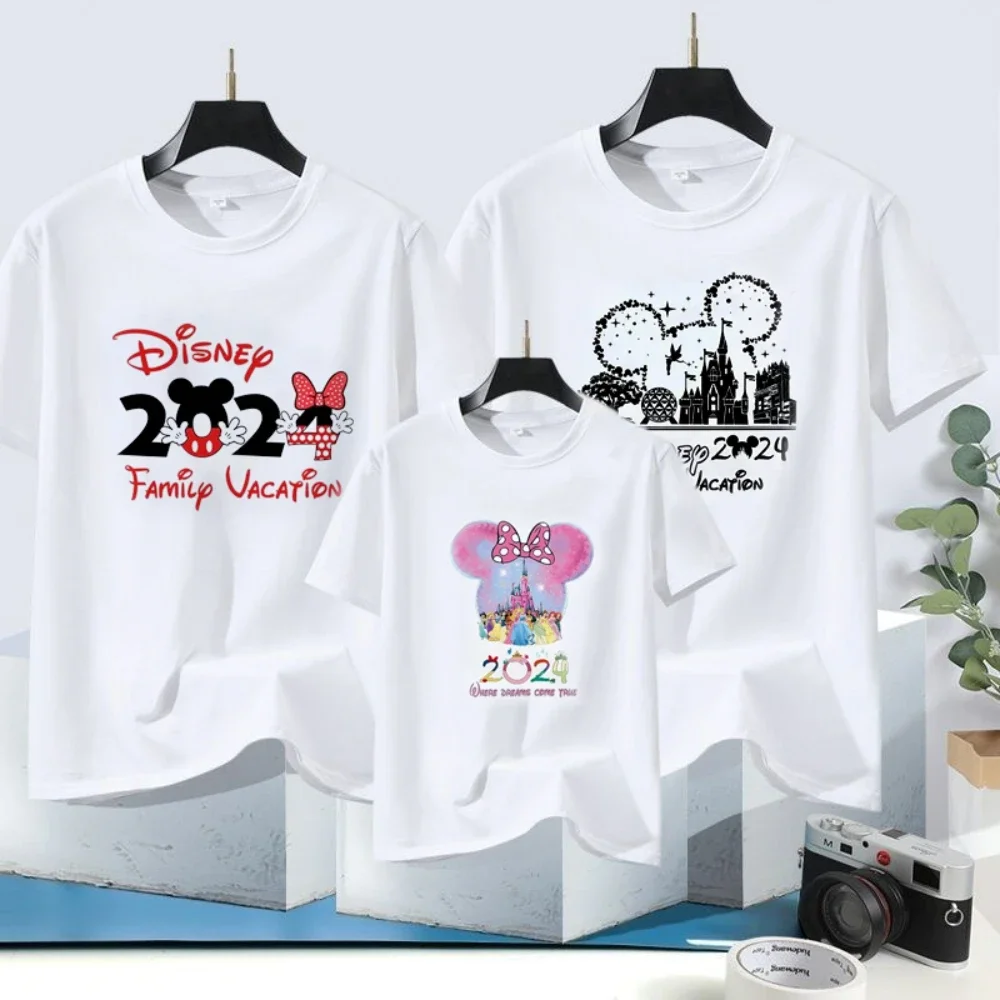 T-shirt assressentiDisneyland Trip pour femmes, mère et enfants, vêtements de vacances en famille, tenues esthétiques, mode, livraison gratuite, 2024