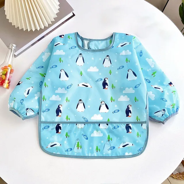 Bavoirs pour bébés de 0 à 3 ans, mignon, coloré, dessin animé, imperméable, pour manger, enfants, dessin, tablier à manches longues, auto-alimentation – Image 4