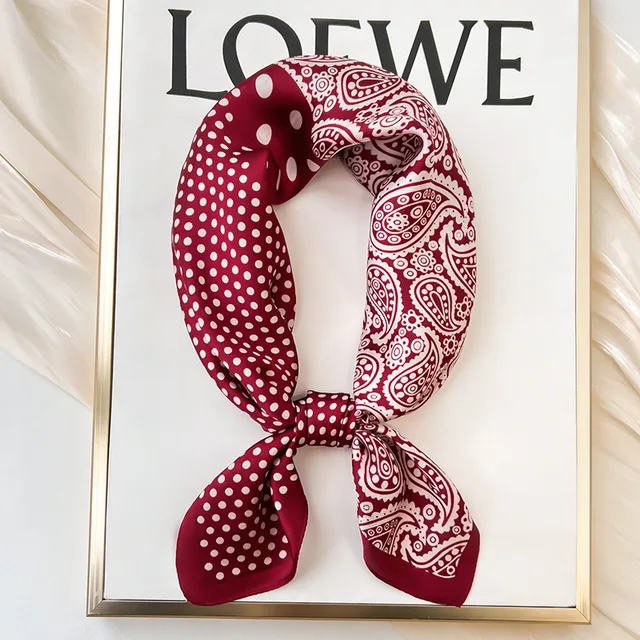 Foulard carré de luxe en soie à pois pour femmes, Hijab, bandes de cheveux, foulard en Satin, châle, ruban, bandeau, enveloppes de mode, Bandana