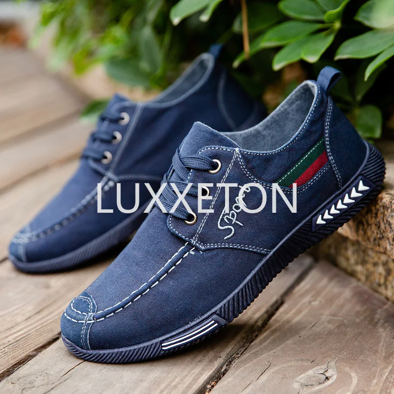 Chaussures de dehors en Toile Denim Respirante pour Homme, Baskets Canisées Décontractées à Semelle Souple, Nouvelle Collection Printemps et Automne