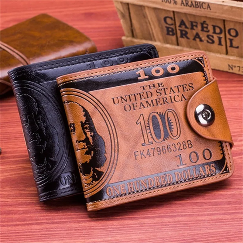 Mode hommes portefeuilles Dollar modèle porte-carte pochette d'argent portefeuille de poche mode court portefeuille en cuir PU porte-monnaie 2 couleurs