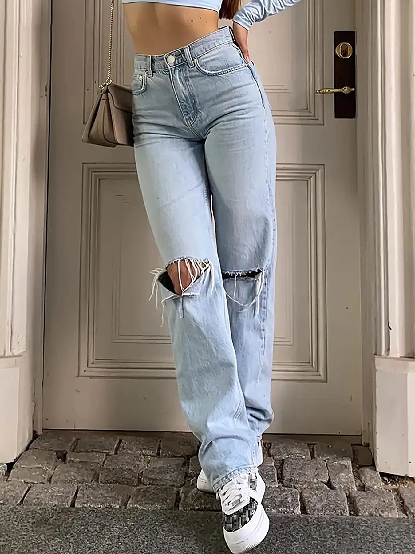 Jean micro-élastique droit pour femmes, ample, confortable, décontracté, assorti avec tout, nouvelle collection 2024