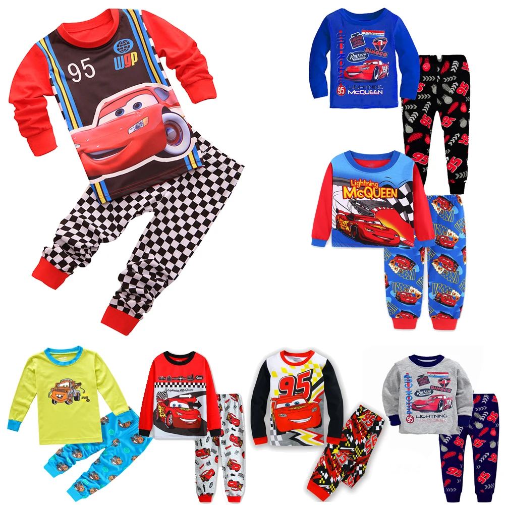 Printemps automne ensembles de vêtements pour enfants garçons 95 voitures McQueen vêtements de nuit de dessin animé vêtements enfants Pyjamas ensemble bébé filles coton Pyjamas