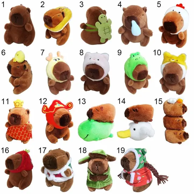 Porte-clés en peluche multicolore en forme de overd'Inde, jouet mignon, accessoires de beurre de capybara, équipement de sauna – Image 6