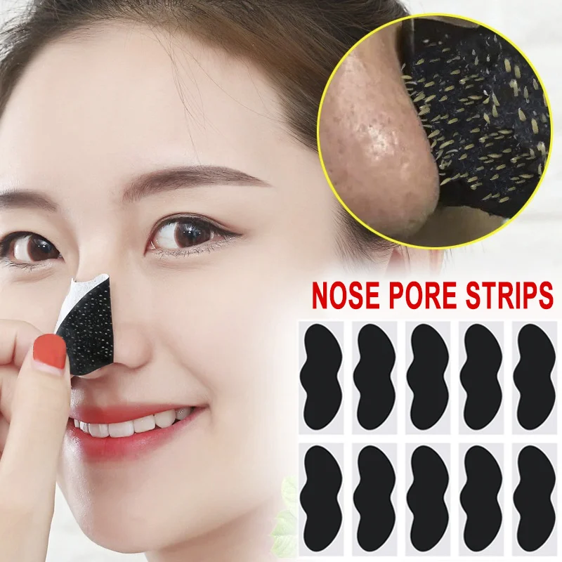 Autocollants pour l'élimination des points noirs du visage, 10/50/100 pièces, autocollants efficaces pour le nettoyage des pores et du nez, bâton de soin doux et en profondeur