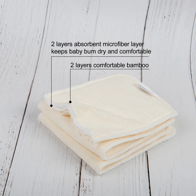 (10 pièces par lot) ALVABABY antibactérien haute absorption 4 couches insert en bambou lavable couche-culotte en bambou Iiner – Image 3