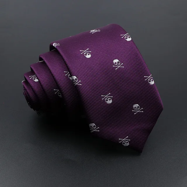 Nouveau décontracté mince crâne cravates pour hommes classique Polyester rouge bleu cravates mode homme cravate pour fête de mariage Cosplay cravate – Image 5