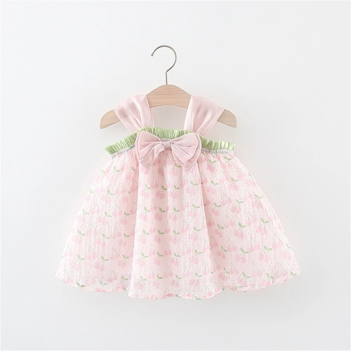 Robe de princesse en maille imprimée avec nœud papillon pour bébé fille, jolie tenue de fête, vêtements pour enfants, doux, été