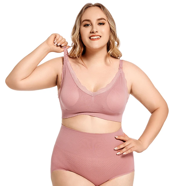 Soutien-gorge d'allaitement sans fil, grande taille, ouvert devant, dentelle douce, respirant, sans couture, soutiens-gorge d'allaitement, soutien maternel, enceinte – Image 3