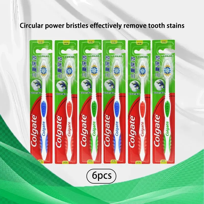 Clogate-Brosse à dents à poils souples pour adultes, hygiène buccale blanchissante pour gencives sensibles, brosse à dents manuelle pour usage domestique, 6 pièces