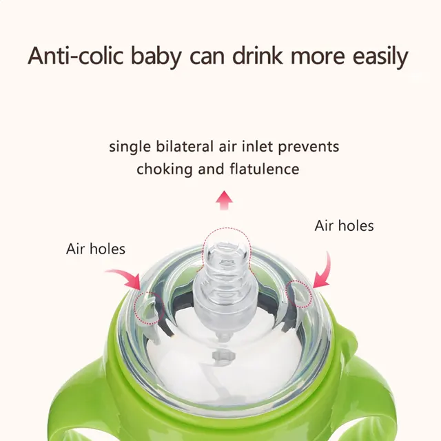 Nouveau 0-36 mois bébé nano-silicone bouteille 240ml 150ml avec poignée conception semblable au lait maternel lait doux tirant – Image 2