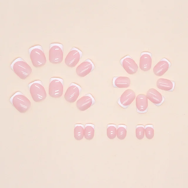 24 faux ongles courts carrés + 1 lime à ongles + 1 morceau de colle gelée – Image 3