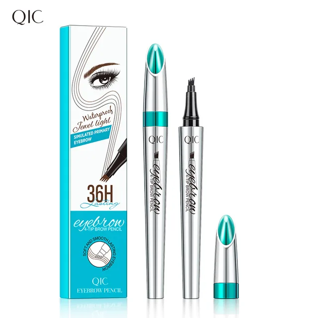 Crayon à sourcils liquide Ultra-fin à quatre mâchoires, pointe étanche 3D, tatouage cosmétique longue durée, stylo à sourcils liquide brun foncé naturel – Image 5