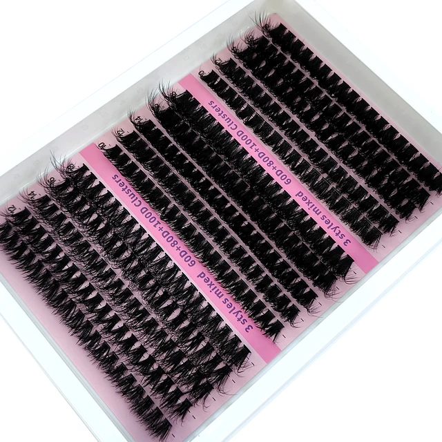 15 rangées bricolage 5D grappes de cils moelleuses 60D/80D/100D grappes de cils épais cils individuels vaporeux 10-20mm Extension de cils en grappe – Image 6