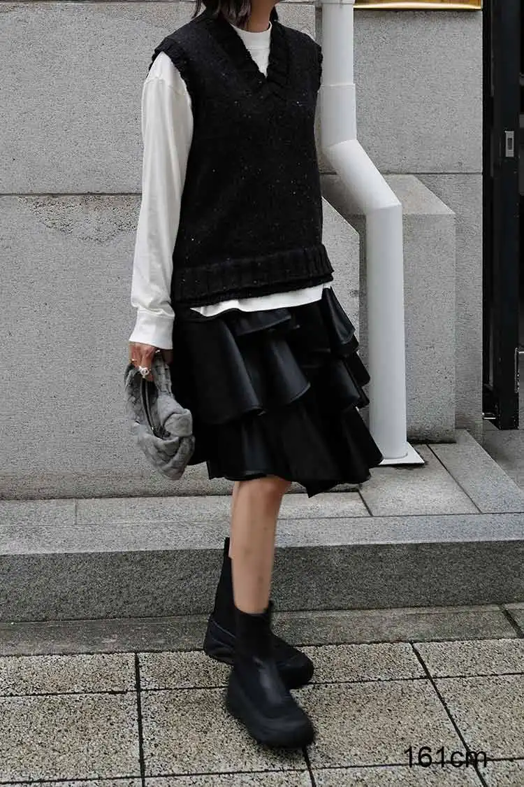 Jupe plissée noire japonaise, élégante et ravissante, nouvelle mode, automne et hiver 24