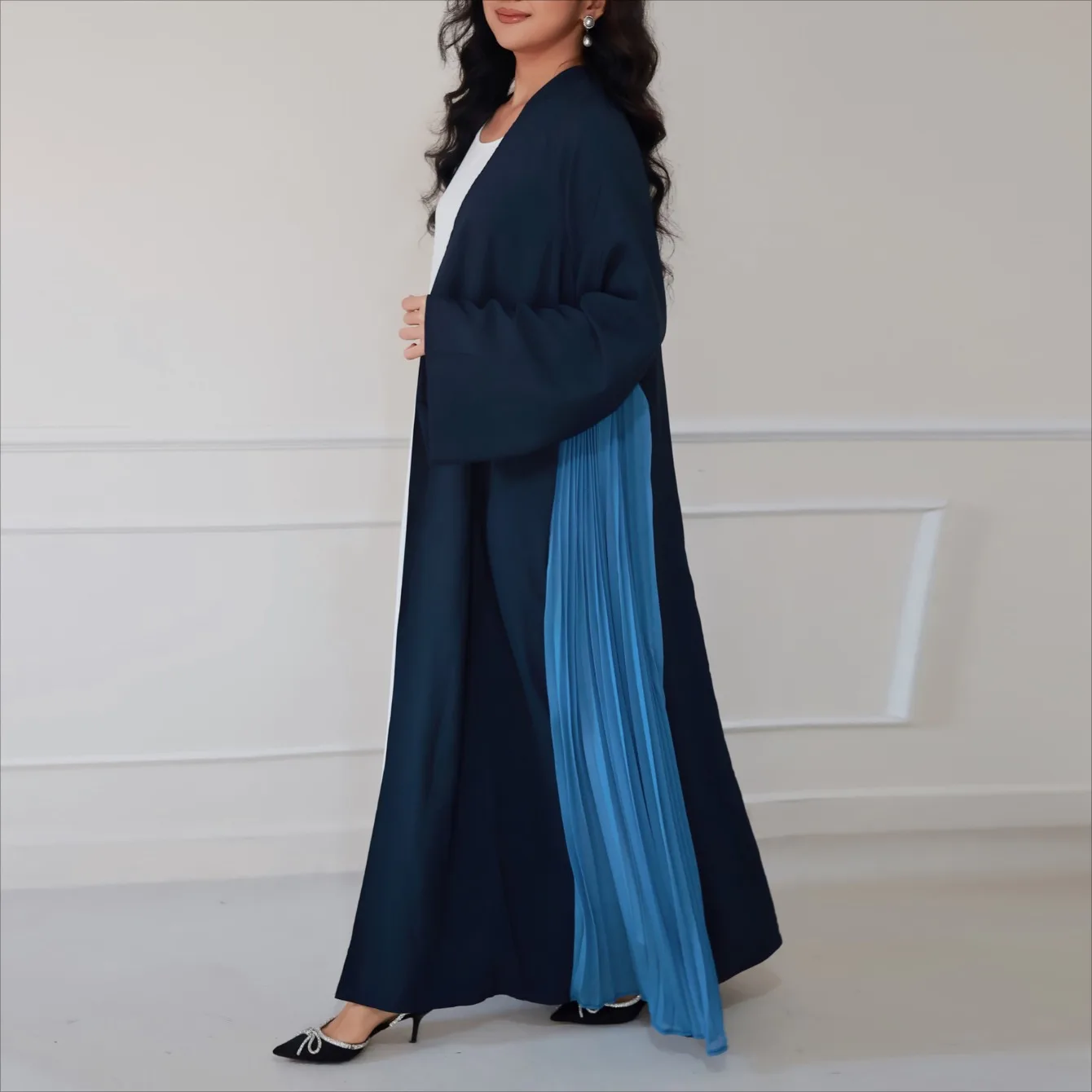 Abaya ample élégant musulman ouvert devant Abayas à manches longues moyen-orient islamique arabe turquie caftans femmes Jilbabs Maxi robes