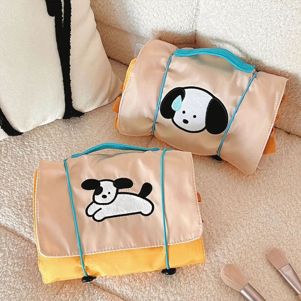 Trousse de maquillage pour chien Rule, poignées amovibles, sac de rangement en filet, grande capacité, portable, voyage, trousse de toilette 4 en 1