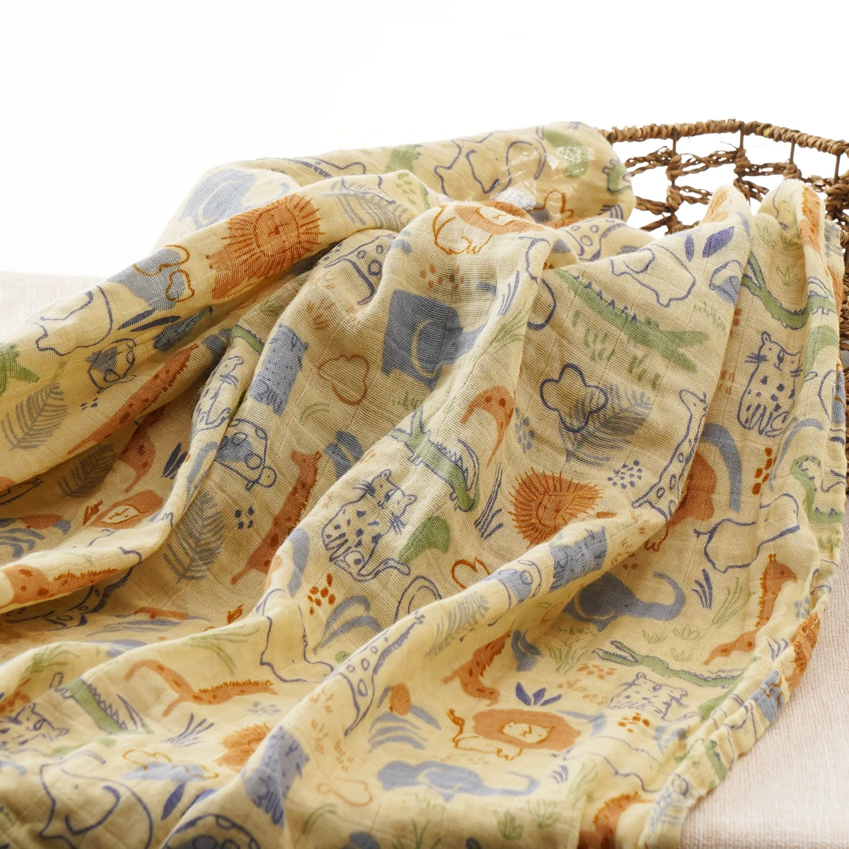 100% coton 120*110 cm 2 couches nouveau-né bébé serviette de bain enveloppement mousseline couvertures d'emmaillotage
