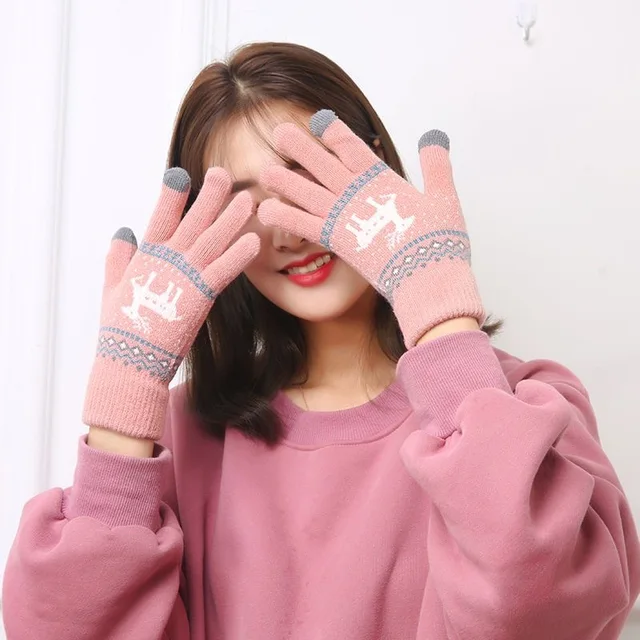 Gants tricotés en forme de cerf d'hiver, épais et chauds, tricotés en forme de cerf de noël, coupe-vent, gants à doigts complets, gants d'équitation en plein air – Image 3