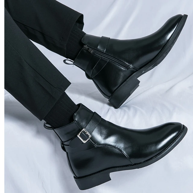 Bottes en cuir non ald pour hommes, chaussures de grande taille, chaussures de confort pour hommes, chaussures d'automne, nouvelles zones – Image 3