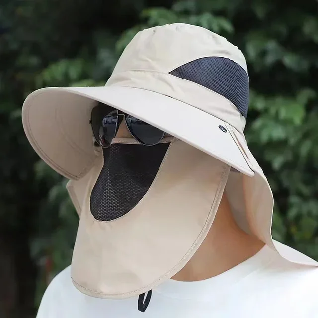 Chapeau de soleil d'été, chapeau de protection UV, chapeau de chasse et de pêche en plein air, chapeau de soleil de randonnée et de camping et chapeau de pêcheur tour de cou – Image 2