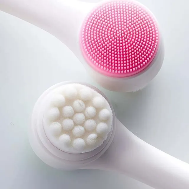Brosse faciale de double face de silicone de soies molles de silicone de brosse faciale de massage manuel bilatéral du – Image 3