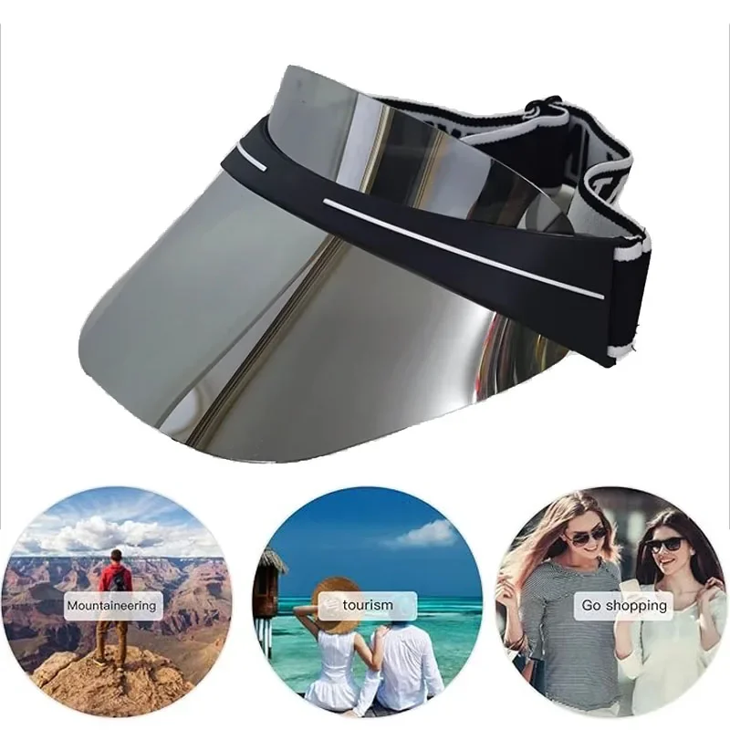 Chapeau de soleil avec lentille de protection solaire argentée pour femme et homme, casquette de golf, marque originale, vacances, randonnée en plein air, visière de plage décontractée