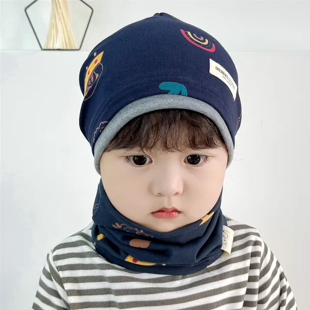 Nouveau bon coton bébé chapeau écharpe Panda vaisseau spatial automne hiver chapeau pour garçons chaud enfants bonnets bébé cou écharpe enfants crâne casquette – Image 3