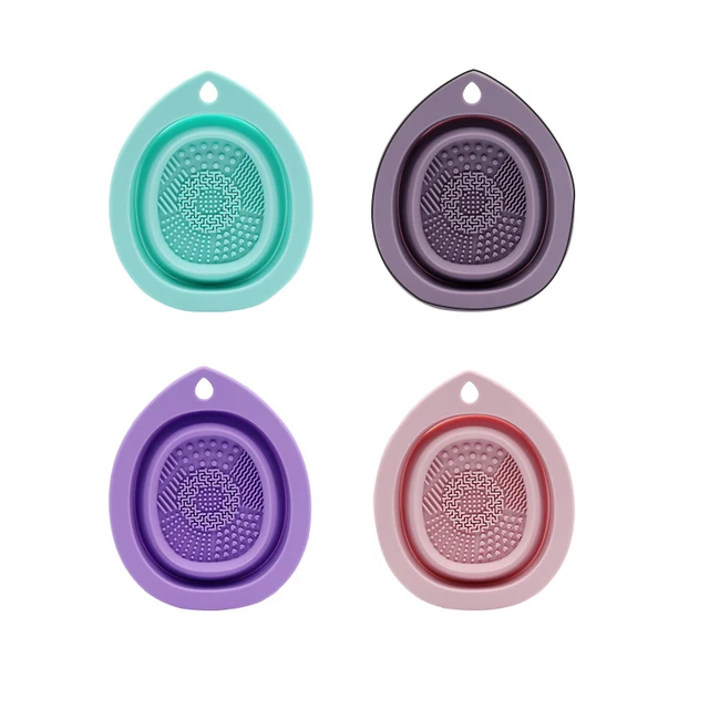 Nettoyeur de pinceaux de maquillage en Silicone, bol de nettoyage de bouffantes de poudre pliante, pinceaux de fard à paupières, tapis doux de lavage, outils de beauté, boîte à récurer – Image 5