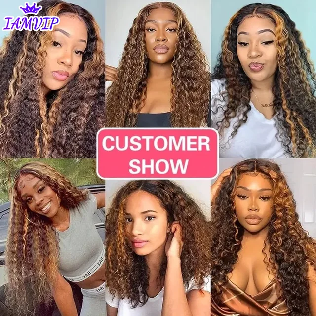 Highlight Deep Wave Frontal Wig 13x6 Hd Lace Brown Lace Front Human Hair Wigs 13x4 Glueless Wig Human Hair Ready To Wear Choice – Image 6