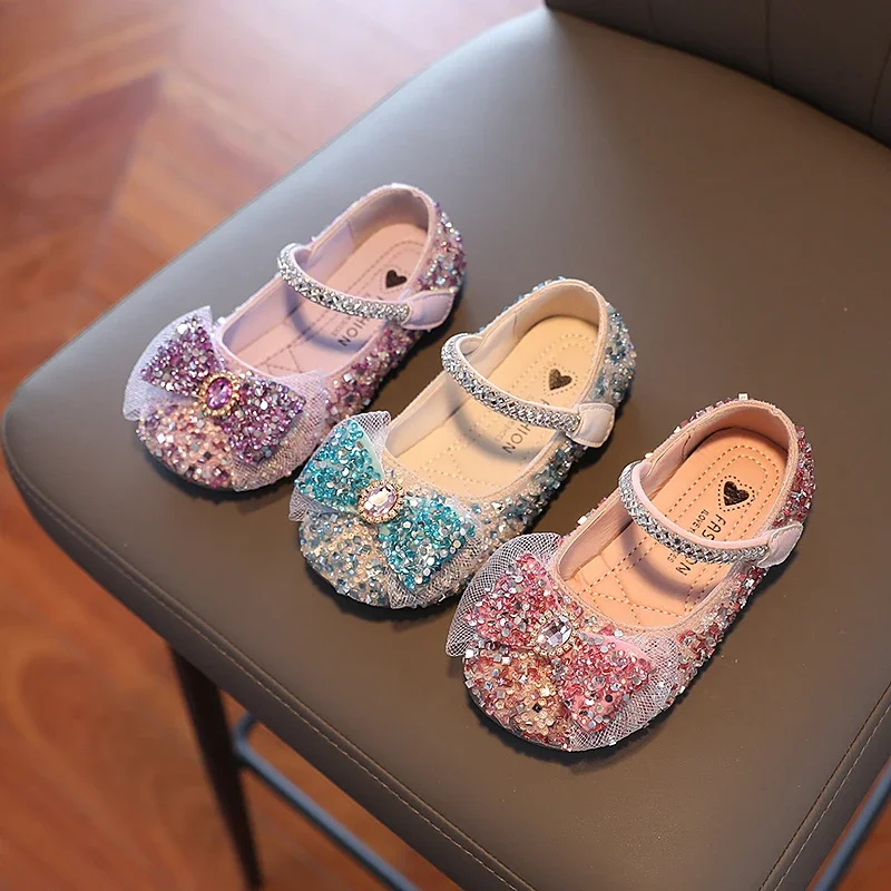 Chaussures princesse fille paillettes cristal rêve brillant enfants ballerines 26-36 trois couleurs automne beaux enfants Mary Janes