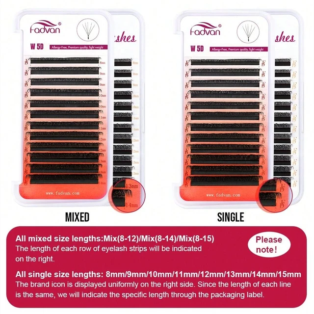 FADVAN 5D-W en forme de 0.07 D Curl Extensions de cils naturel Faux cils de vison lumière douce professionnel préfabriqué Volume ventilateur cils – Image 5