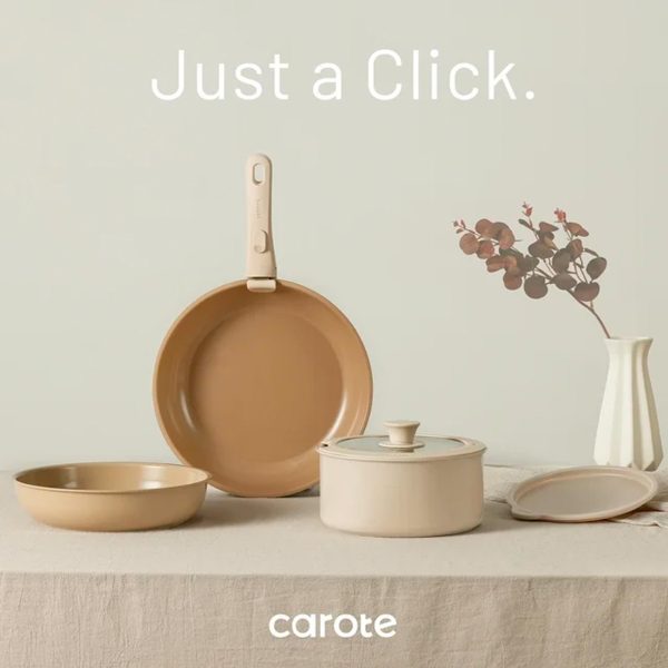 CAROTE 6pcs Pots and Pans Set, Ceramic Cookware Set Detachable Handle – Image 2