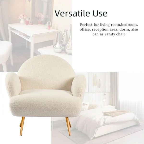XINMICS White Accent Chair Reading Sofa for Living Room Bedroom – Image 3