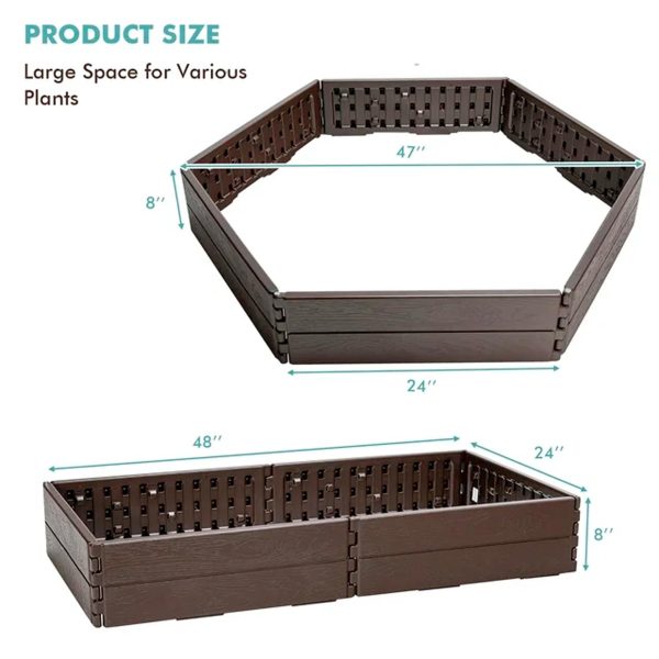 Costway Raised Garden Bed Set for Vegetable Flower Gardening Planter Brown – Image 3